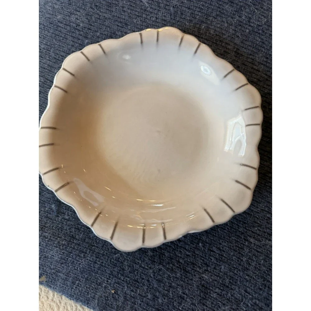 Set Of 2 Crate & Barrel Lira GRAY Scalloped Edges Porcelain Bowls
